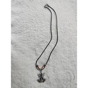 Puerto Rico Flag Frog Pendant Necklace Plastic Red White Blue 9"